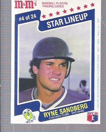 1987 M and M's Star Lineup #4 Ryne Sandberg
