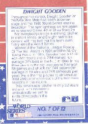 1987 Fleer World Series #7 Dwight Gooden back image