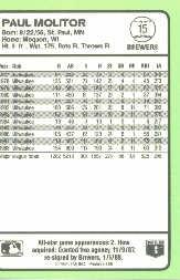 1989 Donruss Baseball's Best #15 Paul Molitor back image