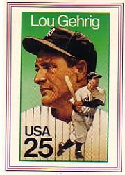 1989 USPS Legends Stamp Cards #2 Lou Gehrig/Issued June 10, 1989