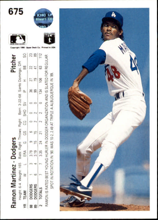 1990 Upper Deck #675 Ramon Martinez back image