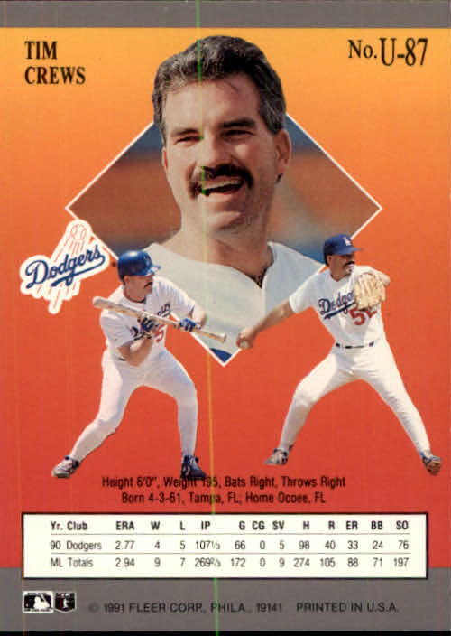 1991 Ultra Update #87 Tim Crews back image
