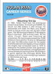 1992 Donruss Coke Ryan #16 Nolan Ryan/1982 HA back image