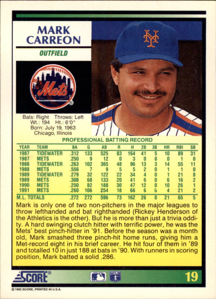 1992 Score Baseball Card Pick EBay 1992 Score Baseball Card Pick EBay