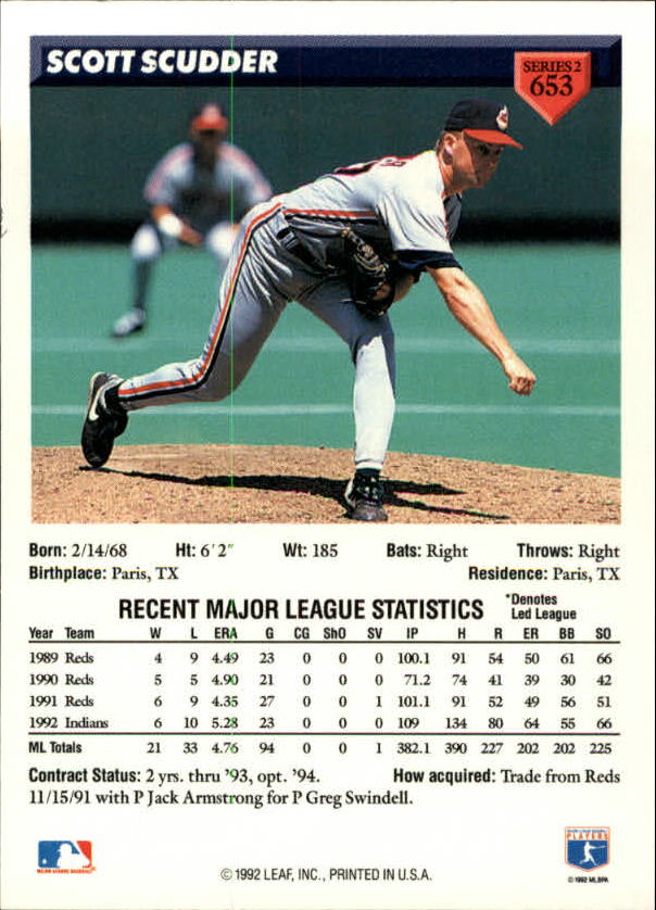 1993 Donruss #653 Scott Scudder back image
