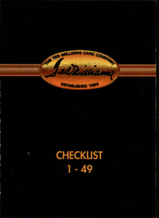 1993 Ted Williams #95 Checklist