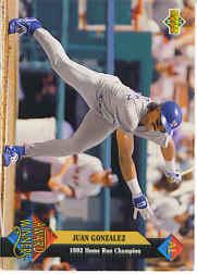 1993 Upper Deck Gold Hologram #497 Juan Gonzalez AW