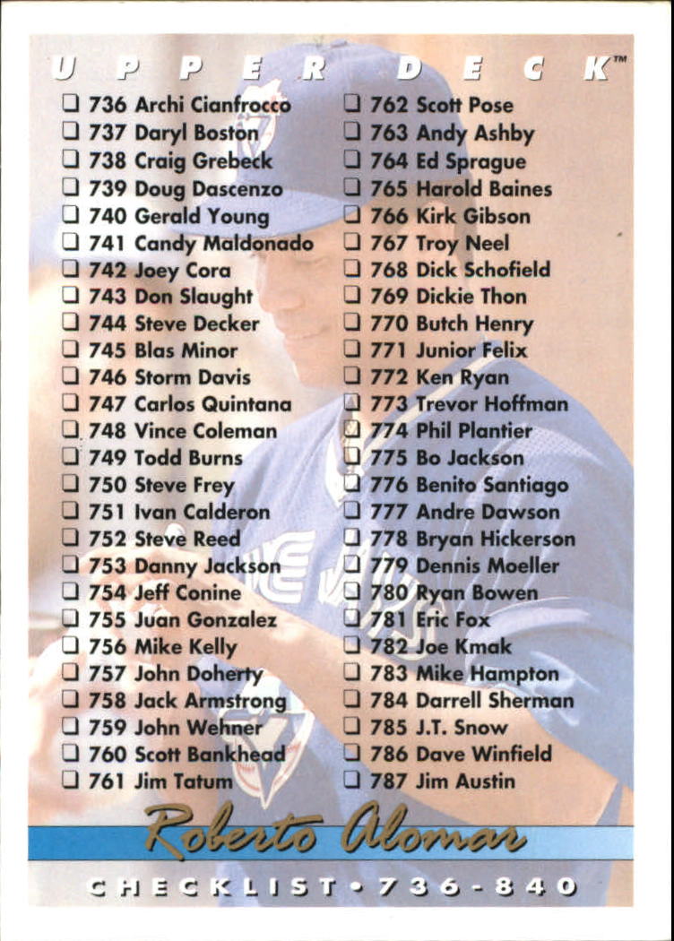1993 Upper Deck Gold Hologram #840 Checklist 736-840