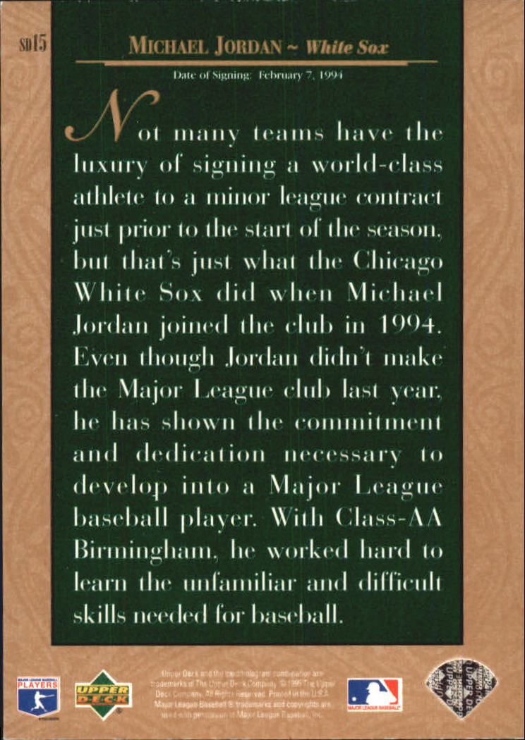 1995 Upper Deck Steal of a Deal #SD15 Michael Jordan back image