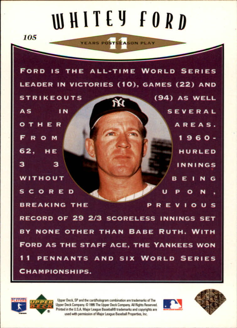 1995 SP Championship #105 Whitey Ford OL back image