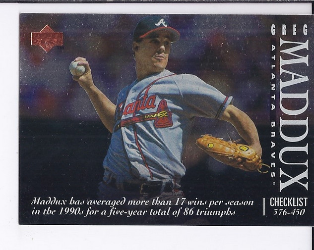 1995 Upper Deck Checklists #3B Greg Maddux