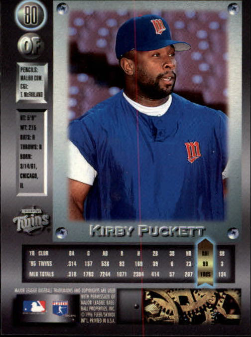 1996 Metal Universe #80 Kirby Puckett back image