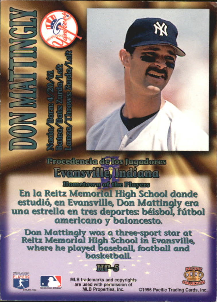 1996 Pacific Hometowns #HP5 Don Mattingly back image