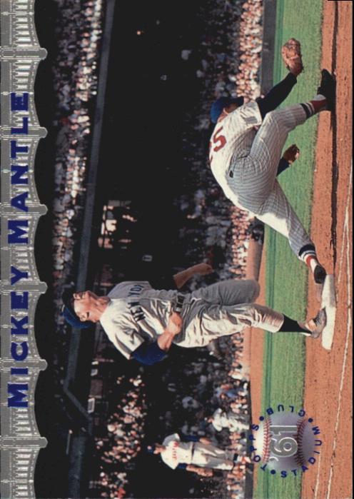 1996 Stadium Club Mantle #MM11 Mickey Mantle/Beating out hit, 1961