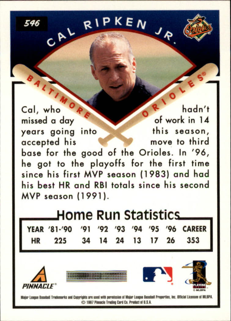 1997 Score #546 Cal Ripken TG back image