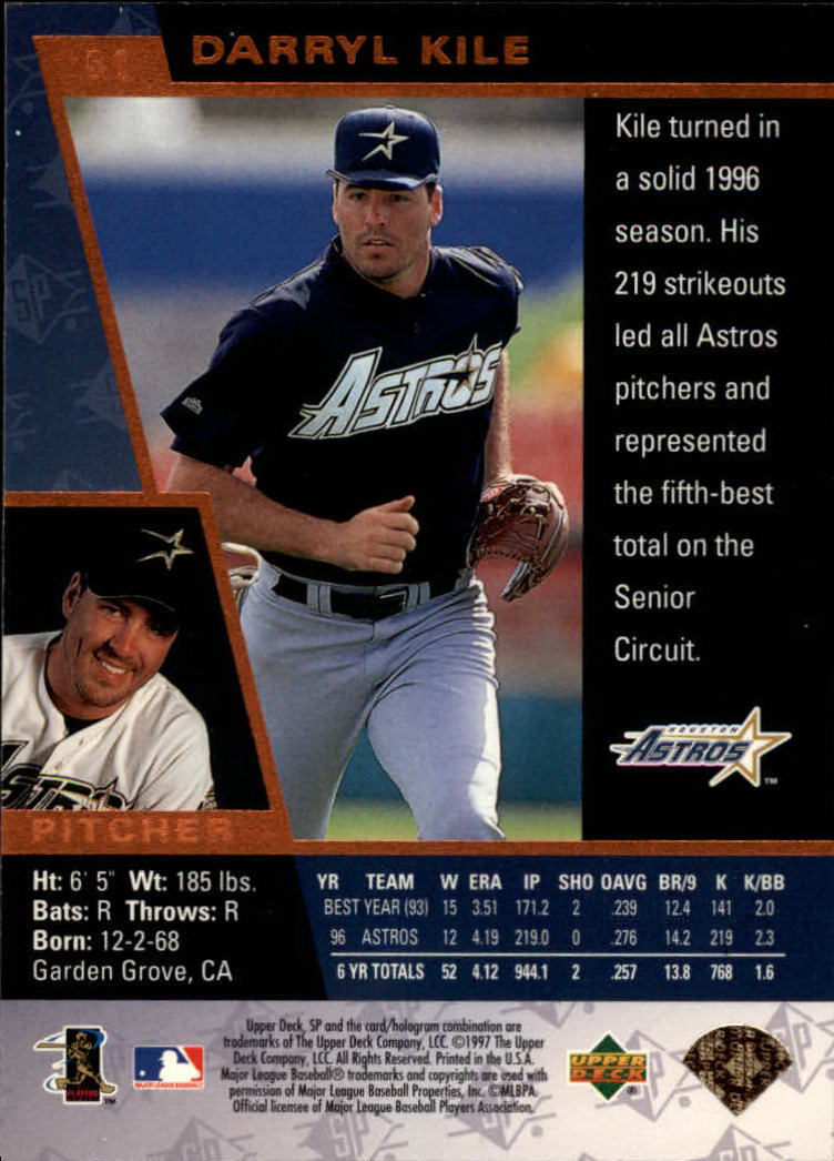 1997 SP #81 Darryl Kile back image