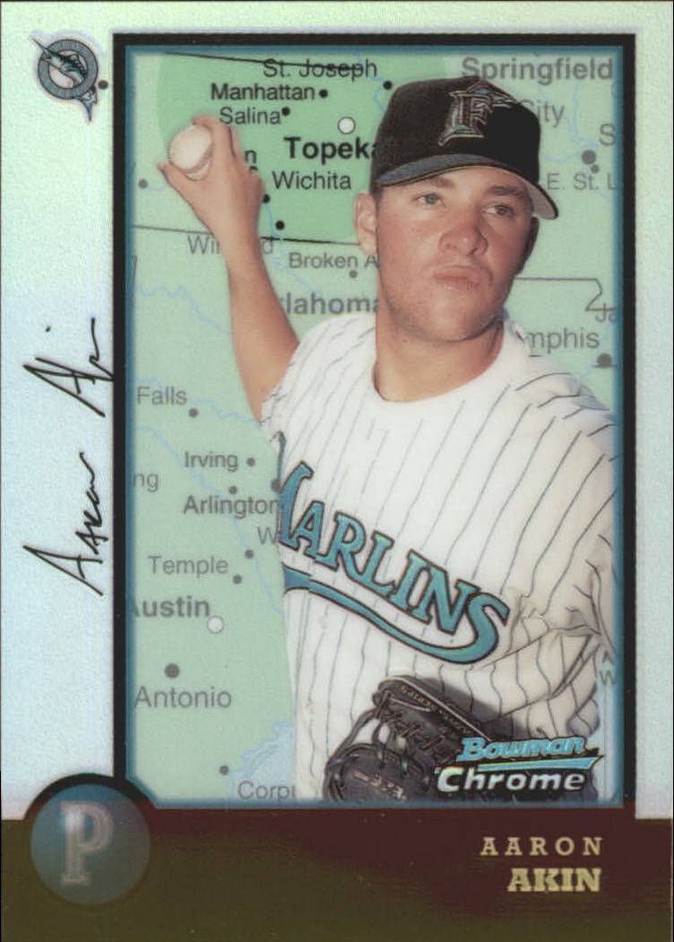 1998 Bowman Chrome International Refractors #128 Aaron Akin