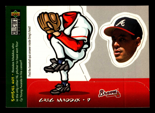 1998 Collector's Choice Mini Bobbing Heads #5 Greg Maddux UER/Card is numbered as 6