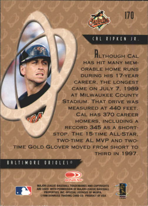 1998 Donruss Preferred #170 Cal Ripken PP GS back image