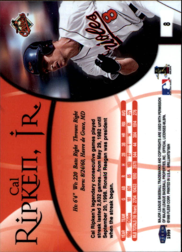 1999 Fleer Brilliants #8 Cal Ripken back image