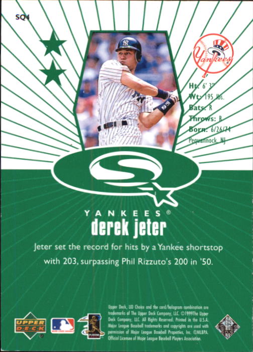 1999 UD Choice StarQuest Green #4 Derek Jeter back image