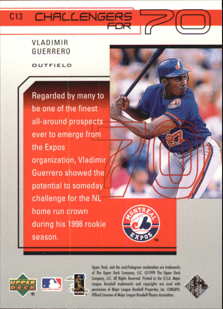 1999 Upper Deck Challengers for 70 Challengers Inserts #C13 Vladimir Guerrero back image