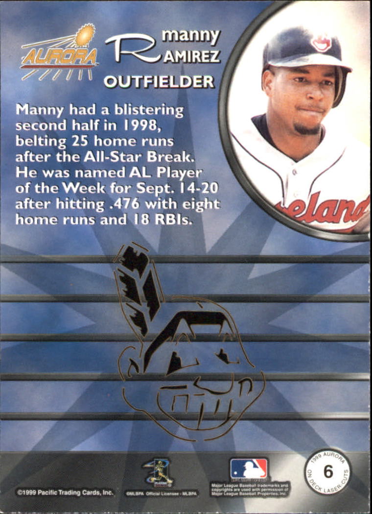 1999 Aurora On Deck Laser-Cuts #6 Manny Ramirez back image