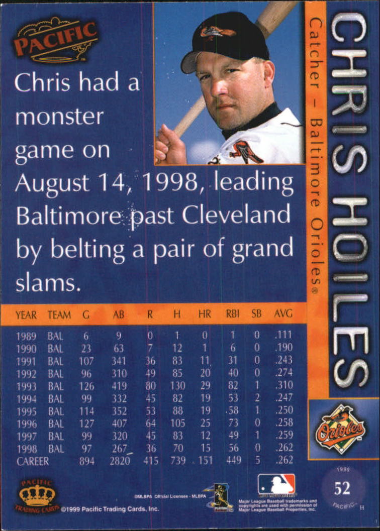 1999 Pacific #52 Chris Hoiles back image