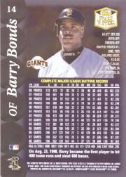 1999 Topps Stars 'N Steel #14 Barry Bonds back image