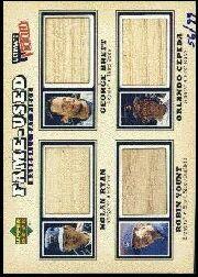 1999 Ultimate Victory Fame-Used Memorabilia #HOF Nolan Ryan/George Brett/Robin Yount/Orlando Cepeda