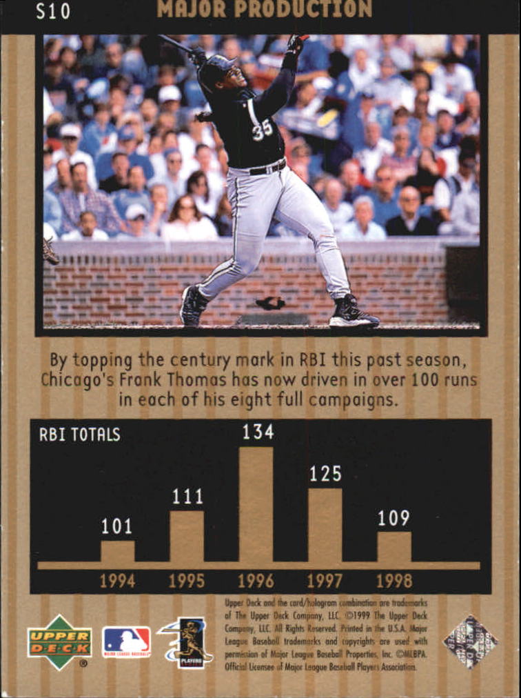 1999 Upper Deck Ovation Major Production #S10 Frank Thomas back image