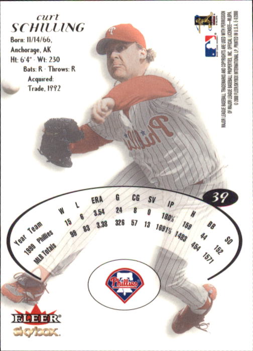 2000 E-X #39 Curt Schilling back image