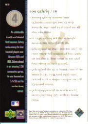 2000 Upper Deck Yankees Legends #53 Lou Gehrig MN back image