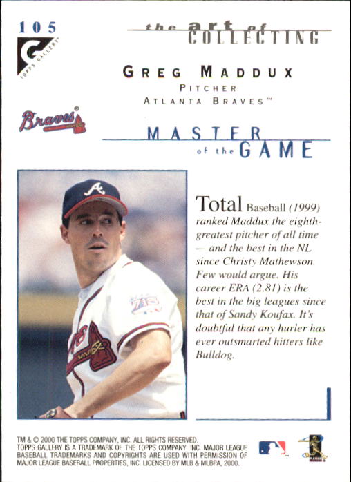 2000 Topps Gallery #105 Greg Maddux MAS back image