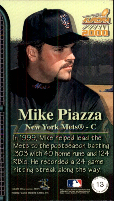 2000 Aurora Dugout View Net Fusions #13 Mike Piazza back image