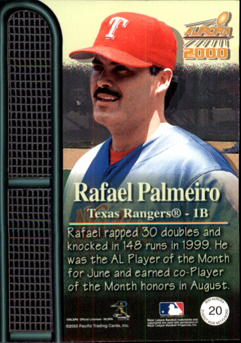 2000 Aurora Dugout View Net Fusions #20 Rafael Palmeiro back image