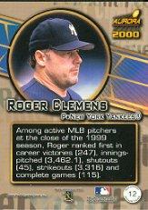 2000 Aurora Pennant Fever #12 Roger Clemens back image