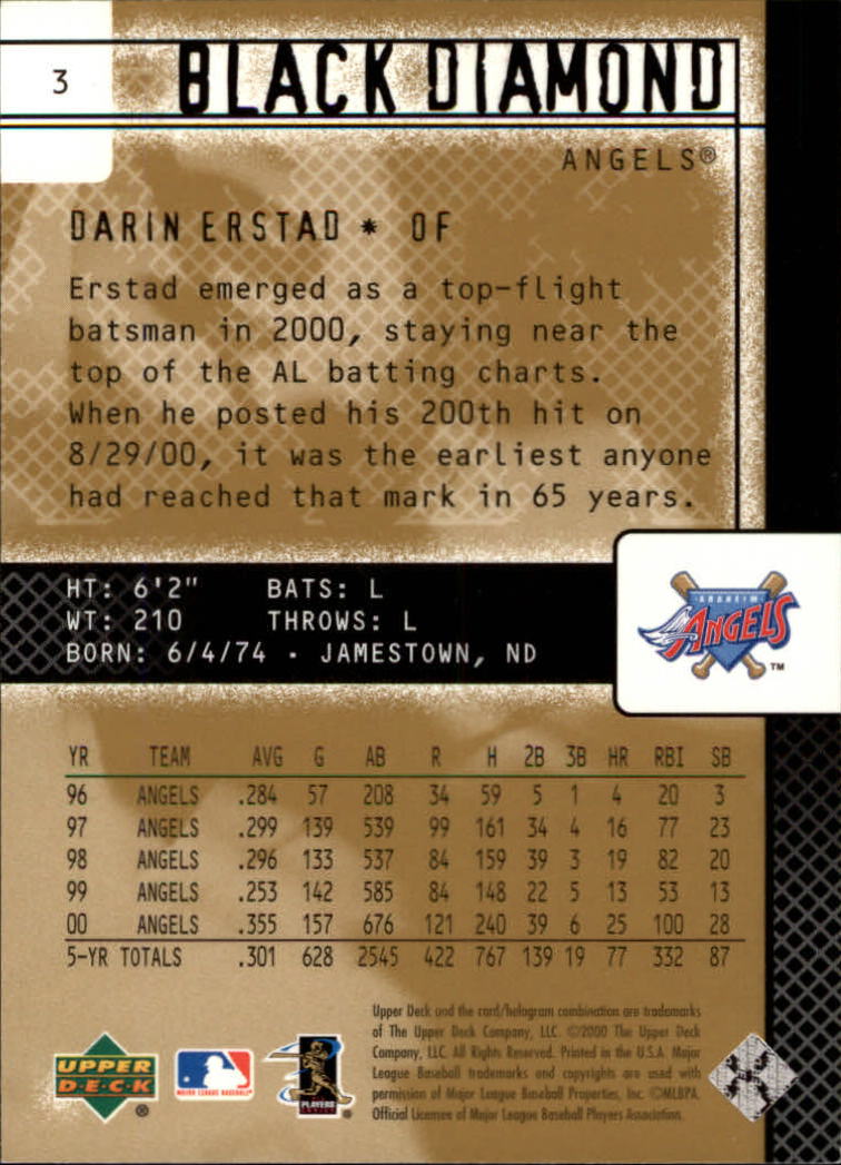 2000 Black Diamond Rookie Edition #3 Darin Erstad back image