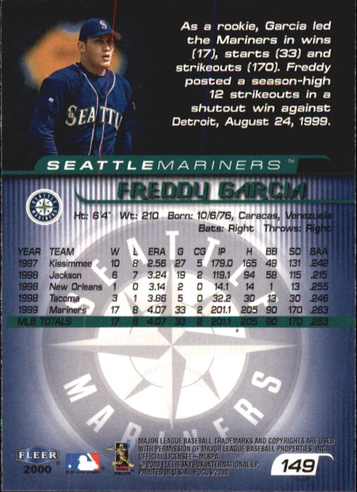 2000 Fleer Focus 149 Freddy Garcia NM MT