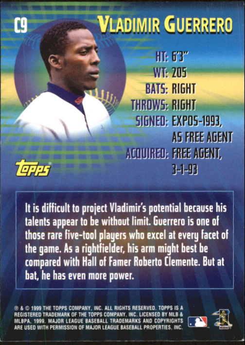 2000 Topps Limited 21st Century #C9 Vladimir Guerrero back image