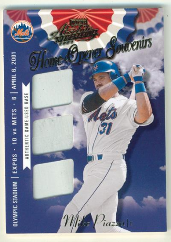 2001 Absolute Memorabilia Home Opener Souvenirs Triple #OD13 Mike Piazza
