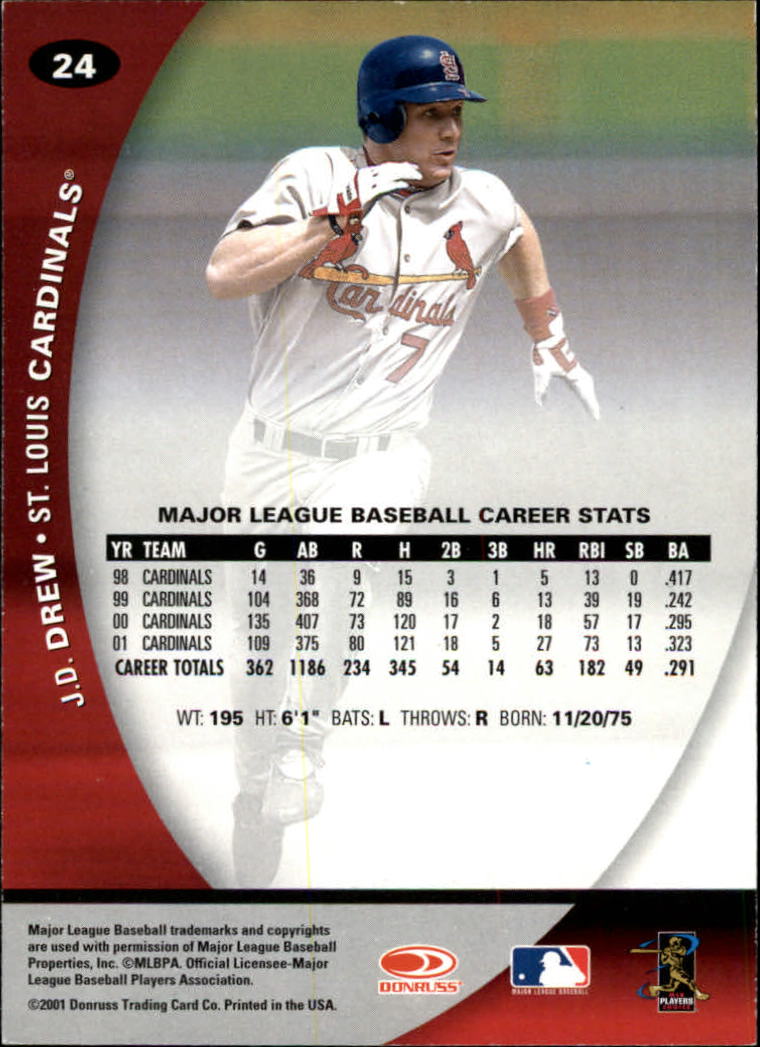 2001 Donruss Class of 2001 #24 J.D. Drew back image