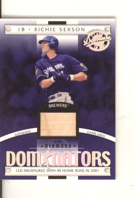 2001 Donruss Class of 2001 Diamond Dominators #DM25 Richie Sexson Bat/725