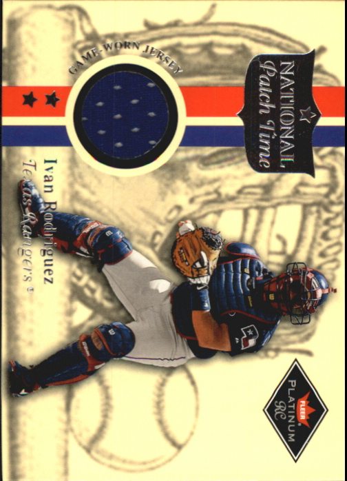 2001 Fleer Platinum National Patch Time #48 Ivan Rodriguez Blue S1