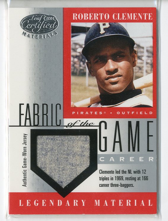 2001 Leaf Certified Materials Fabric of the Game #5CR Roberto Clemente/166