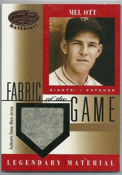 2001 Leaf Certified Materials Fabric of the Game #8BA Mel Ott