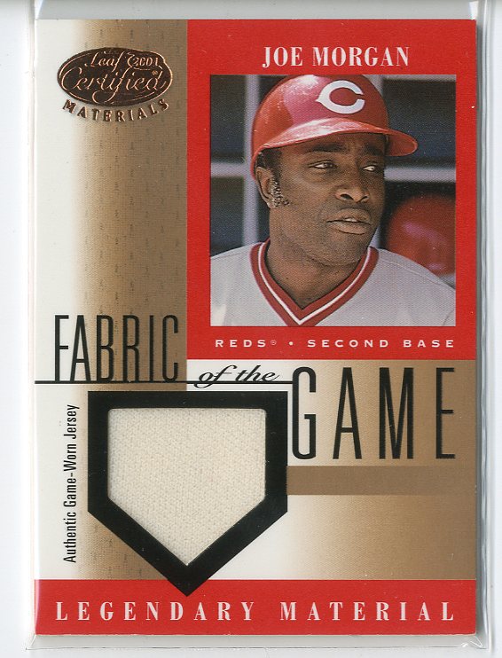 2001 Leaf Certified Materials Fabric of the Game #16BA Joe Morgan SP
