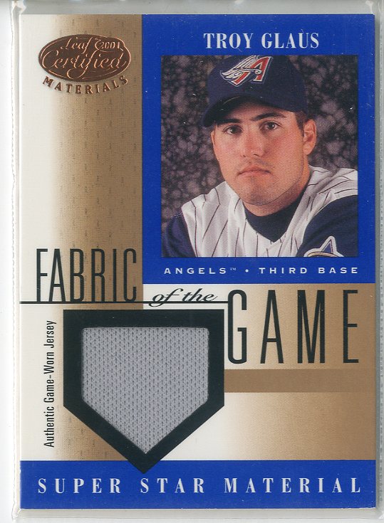 2001 Leaf Certified Materials Fabric of the Game #52BA Troy Glaus