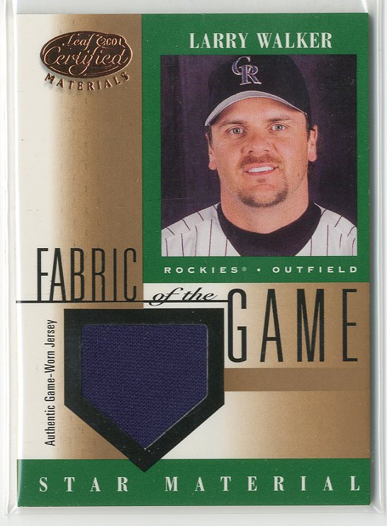 2001 Leaf Certified Materials Fabric of the Game #83BA Larry Walker