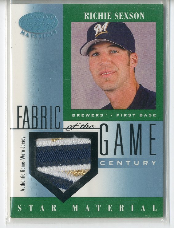 2001 Leaf Certified Materials Fabric of the Game #85BA Richie Sexson
